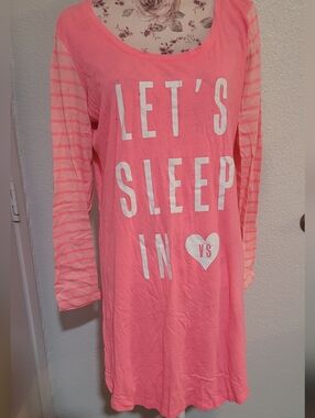Victoria's Secret Pink 'Let's Sleep In' Long Sleeve Nightshirt
